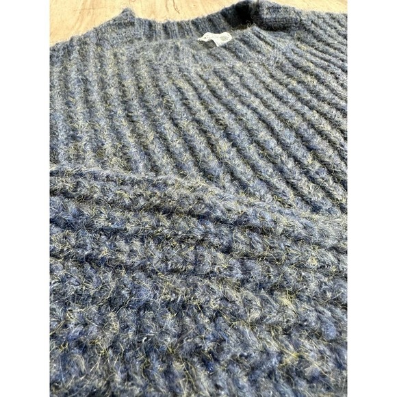 SADIE & Sage blue thick knit balloon sleeve mock neck sweater - Picture 2 of 6